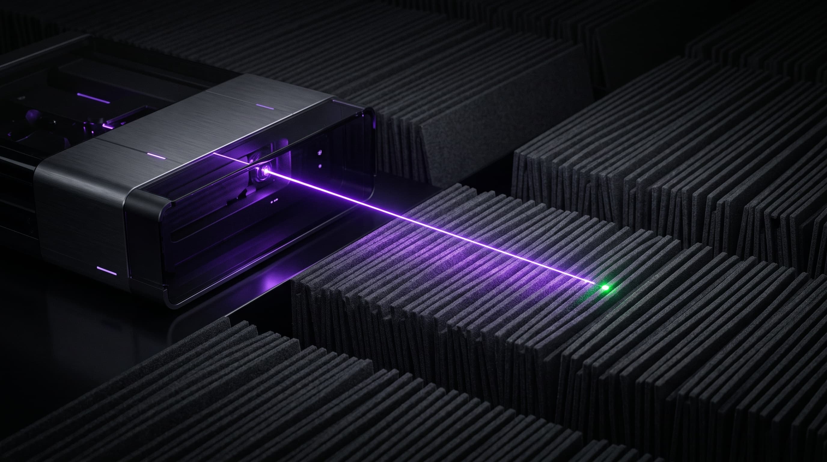 A violet beam locating one precise moment in an acoustic archive